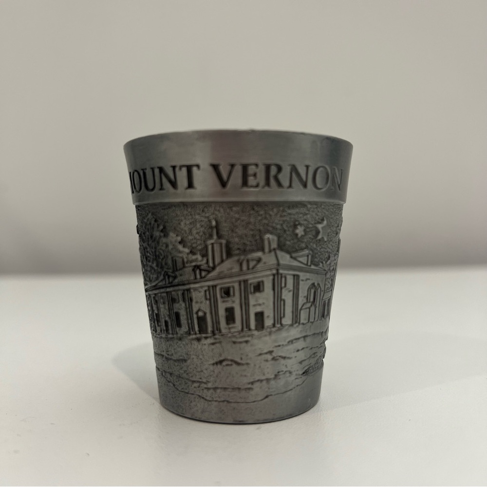 Superb Pewter Mount Vernon Souvenir Display Shot Glass Historic USA